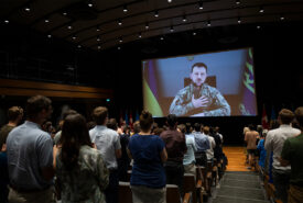 Zelenskyy speaking to UofT students